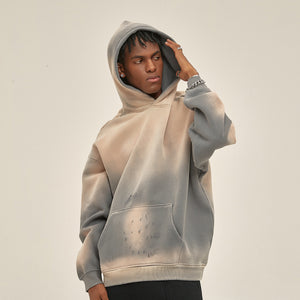 Washed Ripped Kangaroo Pocket Hoodie-INNBLAC Fashion Apparel