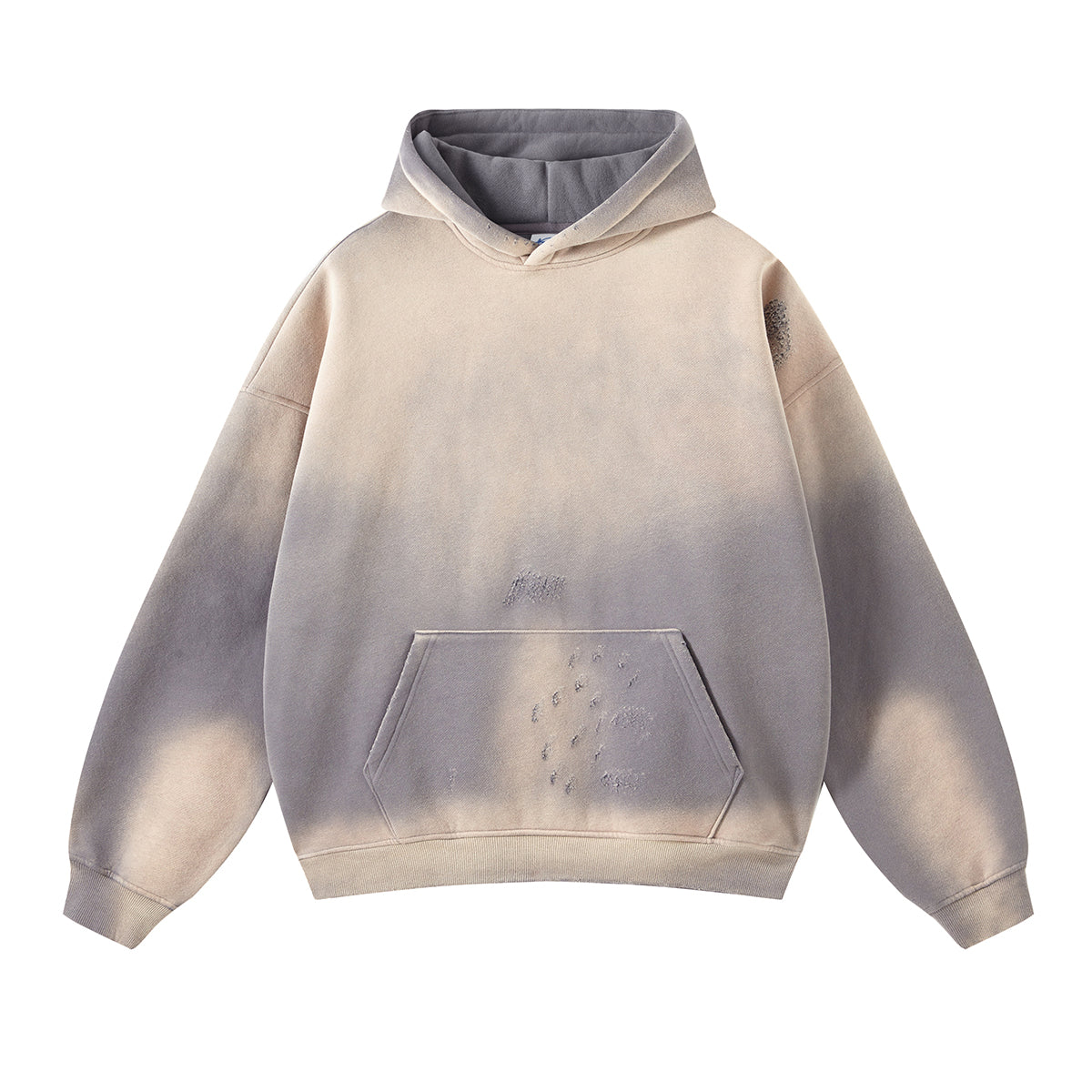 Washed Ripped Kangaroo Pocket Hoodie-INNBLAC Fashion Apparel