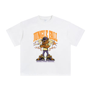 Jungle Fall Cartoon Lion Graphic Tee-INNBLAC Fashion Apparel