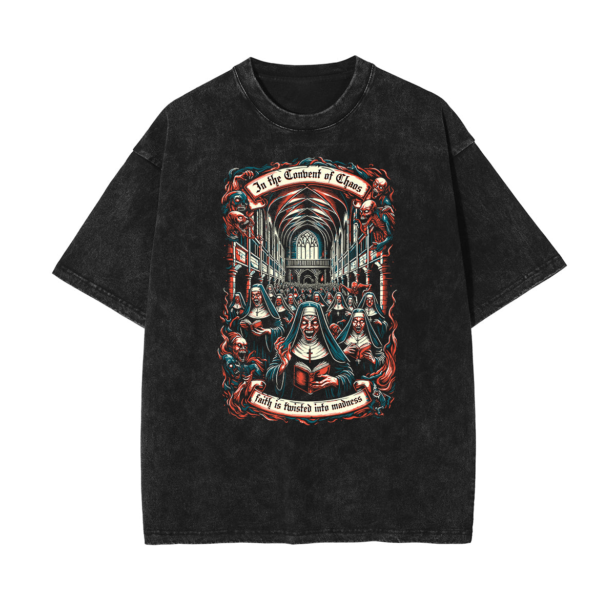 Faded Gothic Style Pattern T Shirt