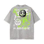 Stone Wash Graffiti Pattern T Shirt