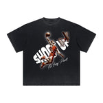 Heavy Fade Basketball Print T-Shirt