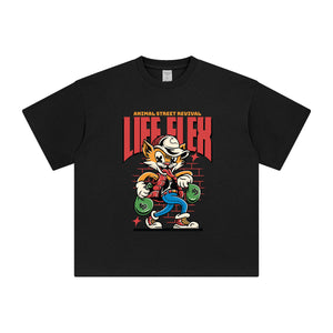 Life Flex Cartoon T Shirt-INNBLAC Fashion Apparel