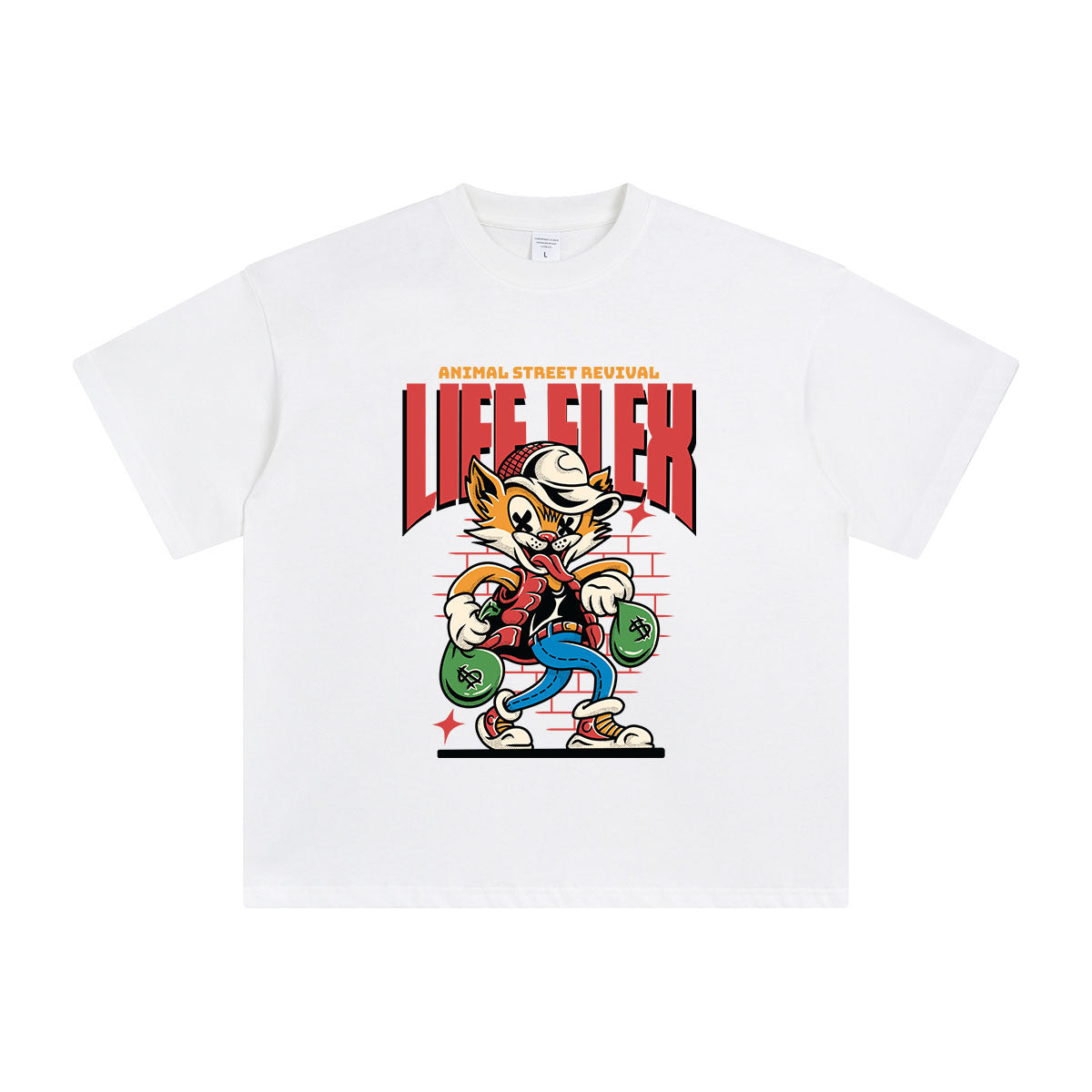 Life Flex Cartoon T Shirt-INNBLAC Fashion Apparel