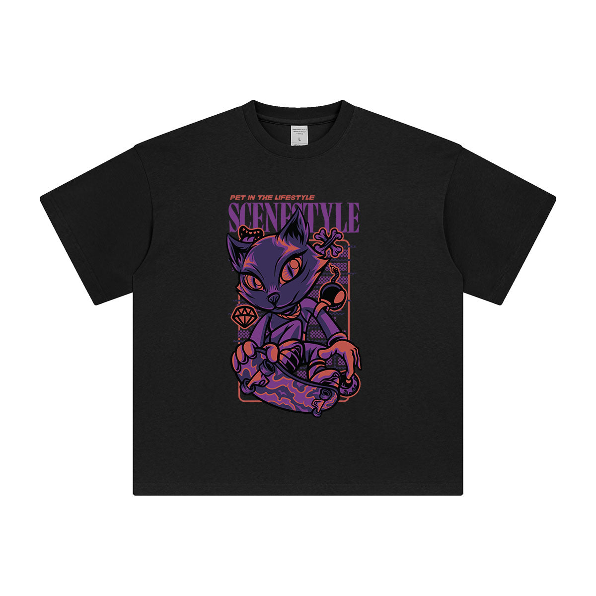 Purple Fox Skateboard Graphic Tee-INNBLAC Fashion Apparel