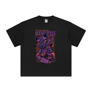 Purple Fox Skateboard Graphic Tee-INNBLAC Fashion Apparel