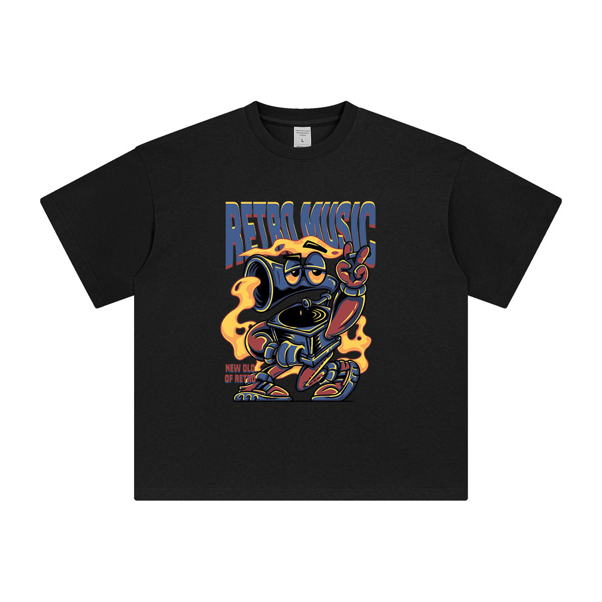 Retro Music Cartoon Graphic Tee-INNBLAC Fashion Apparel