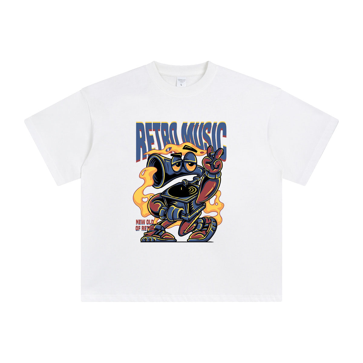 Retro Music Cartoon Graphic Tee-INNBLAC Fashion Apparel