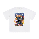 Retro Music Cartoon Graphic Tee-INNBLAC Fashion Apparel