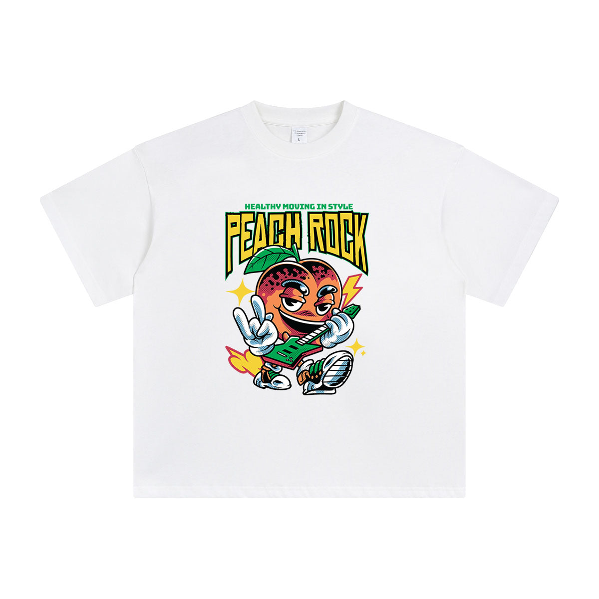 Rocking Peaching Cartoon T Shirt-INNBLAC Fashion Apparel