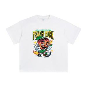 Rocking Peaching Cartoon T Shirt-INNBLAC Fashion Apparel