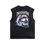 Gothic Skeleton Back Print Sleeveless Tee-INNBLAC Fashion Apparel