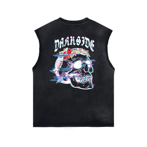 Gothic Skeleton Back Print Sleeveless Tee-INNBLAC Fashion Apparel