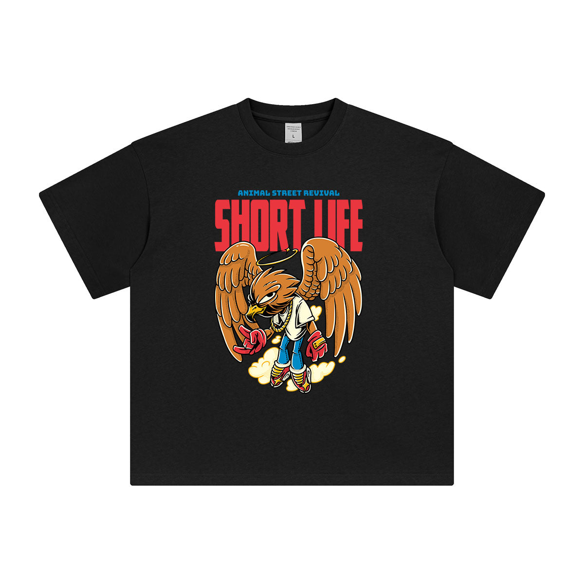 Short Life Eagle Graphic Tee-INNBLAC Fashion Apparel