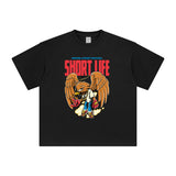 Short Life Eagle Graphic Tee-INNBLAC Fashion Apparel