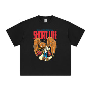 Short Life Eagle Graphic Tee-INNBLAC Fashion Apparel