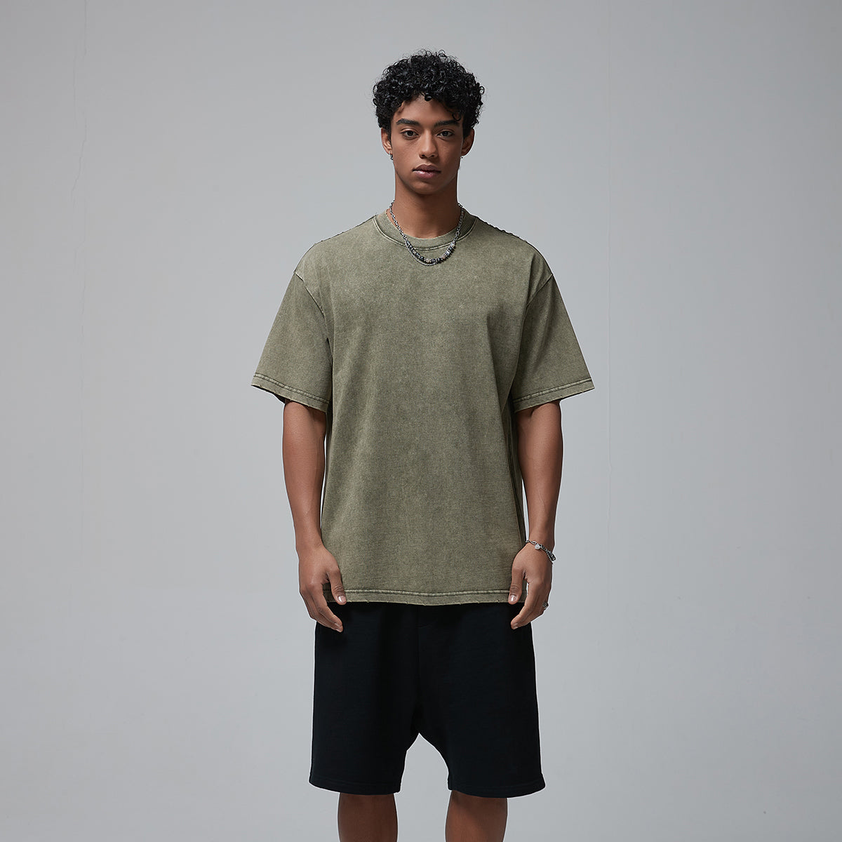 Stone Wash Distressed Tee 8oz-INNBLAC