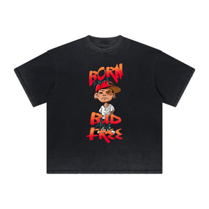 Heavyweight Faded Street Cartoon Tee-INNBLAC Fashion Apparel