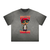 Stone Wash Thug Cartoon Graphic Tee-INNBLAC Fashion Apparel