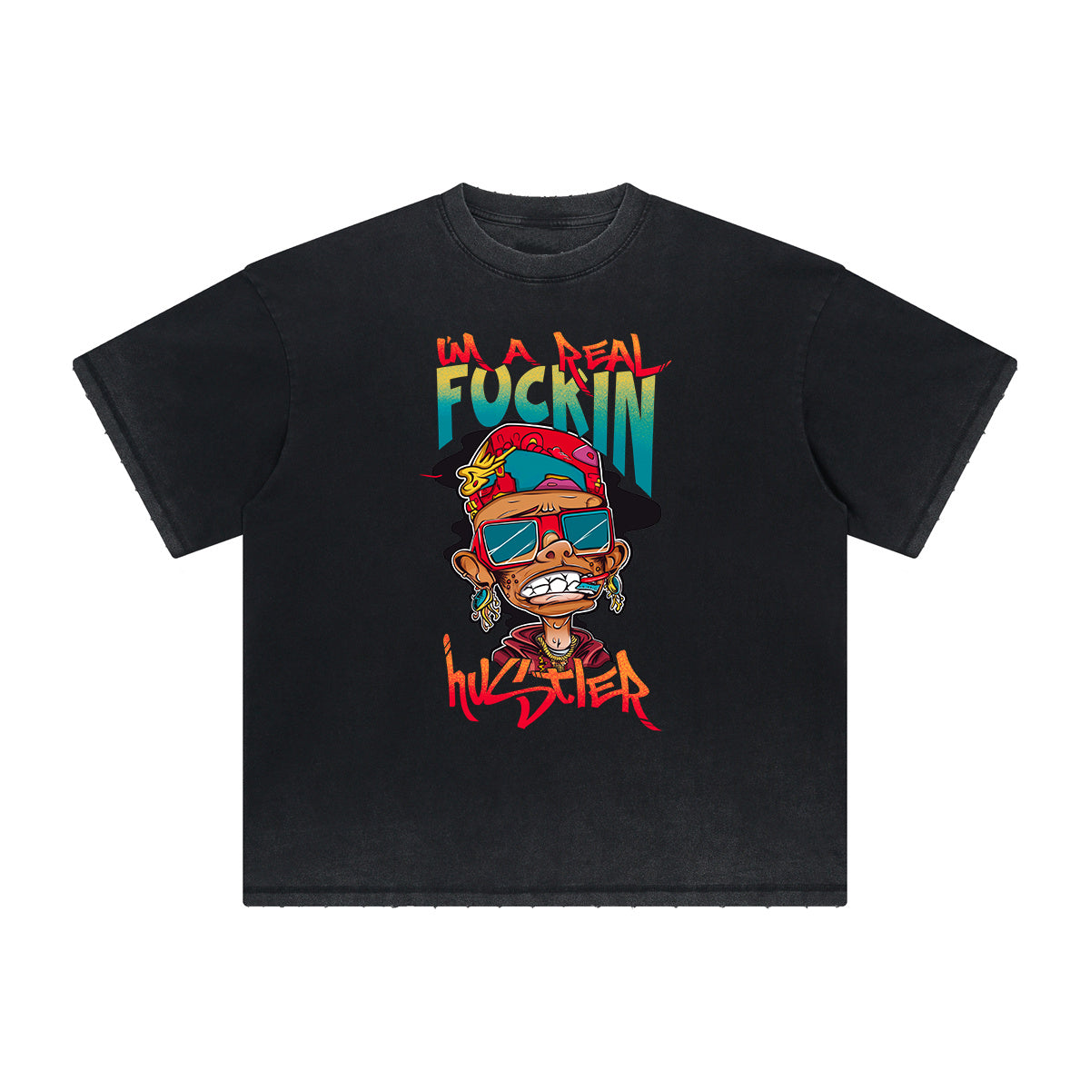 Heavyweight Faded Street Cartoon Tee-INNBLAC Fashion Apparel