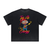 Heavyweight Faded Street Cartoon Graphic Tee-INNBLAC Fashion Apparel