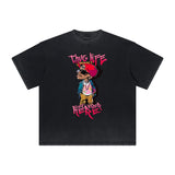 Heavyweight Faded Street Cartoon Tee-INNBLAC Fashion Apparel