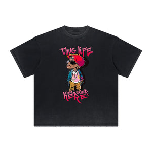 Heavyweight Faded Street Cartoon Tee-INNBLAC Fashion Apparel