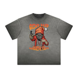 Stone Wash Thug Cartoon Graphic Tee-INNBLAC Fashion Apparel