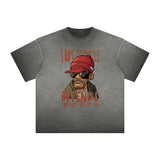 Stone Wash Thug Cartoon Graphic Tee-INNBLAC Fashion Apparel