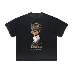 Heavyweight Faded Street Cartoon Tee-INNBLAC Fashion Apparel