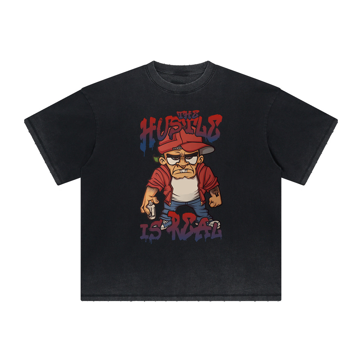 Heavyweight Faded Street Cartoon Tee-INNBLAC Fashion Apparel