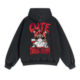 Lovely Kitten Graphic Double Slider Zip Hoodie-INNBLAC Fashion Apparel