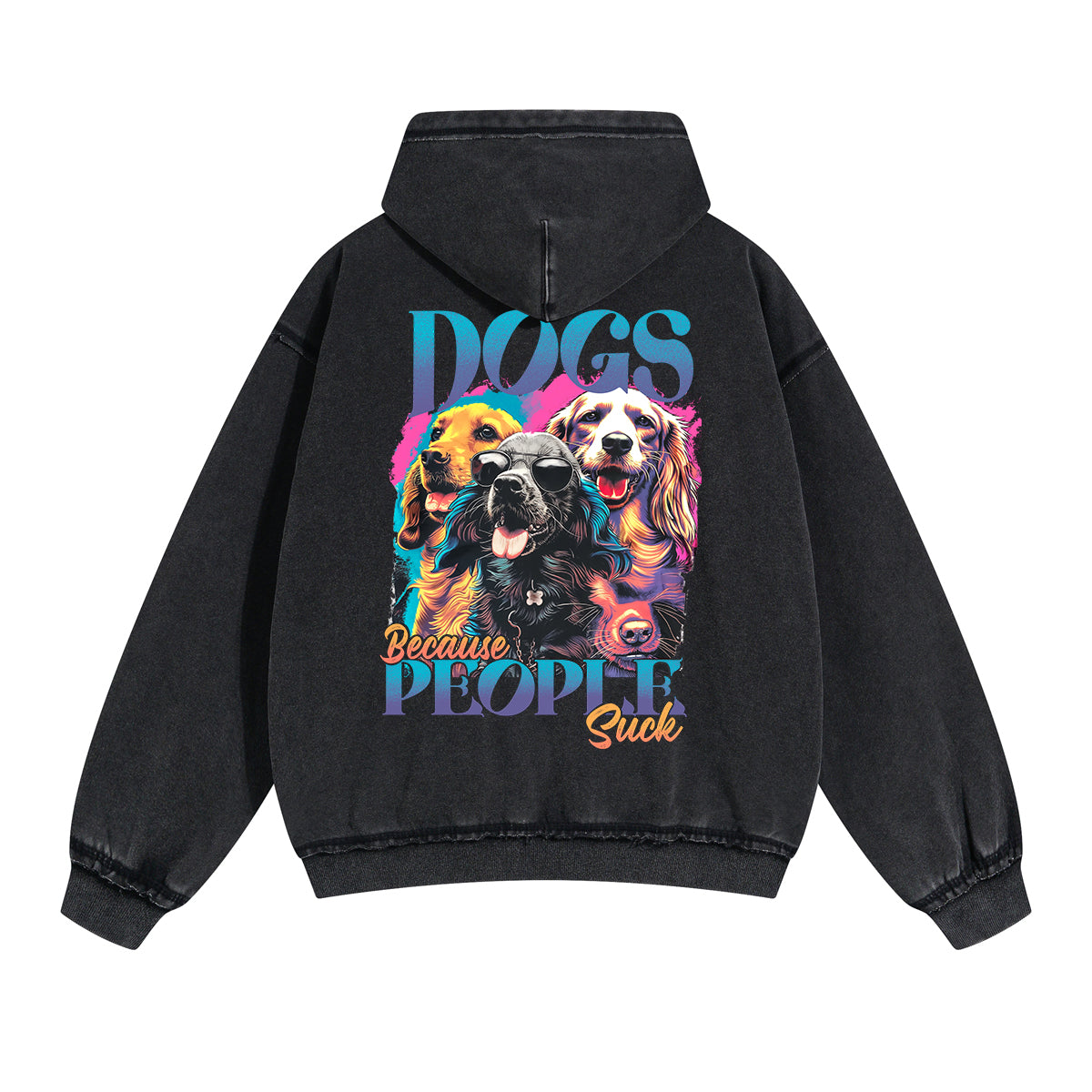 Cute Dog Graphic Double Slider Zip Hoodie-INNBLAC Fashion Apparel