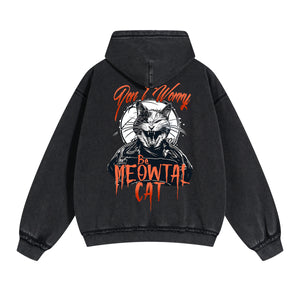 Lovely Kitten Graphic Double Slider Zip Hoodie-INNBLAC Fashion Apparel