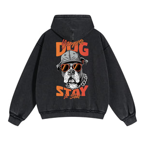 Cute Dog Graphic Double Slider Zip Hoodie-INNBLAC Fashion Apparel