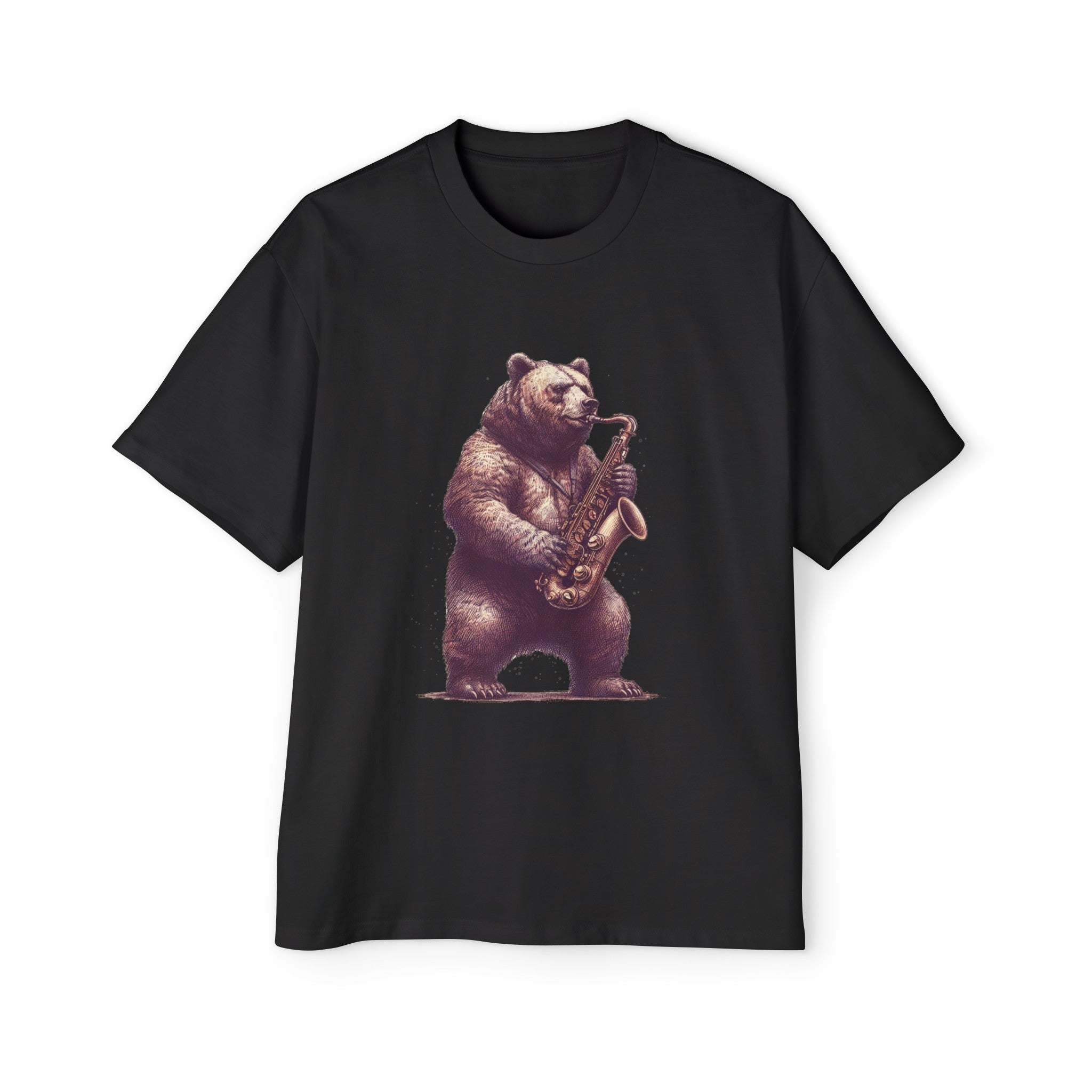 Bear Playing Saxophone Graphic Tee-INNBLAC Fashion Apparel