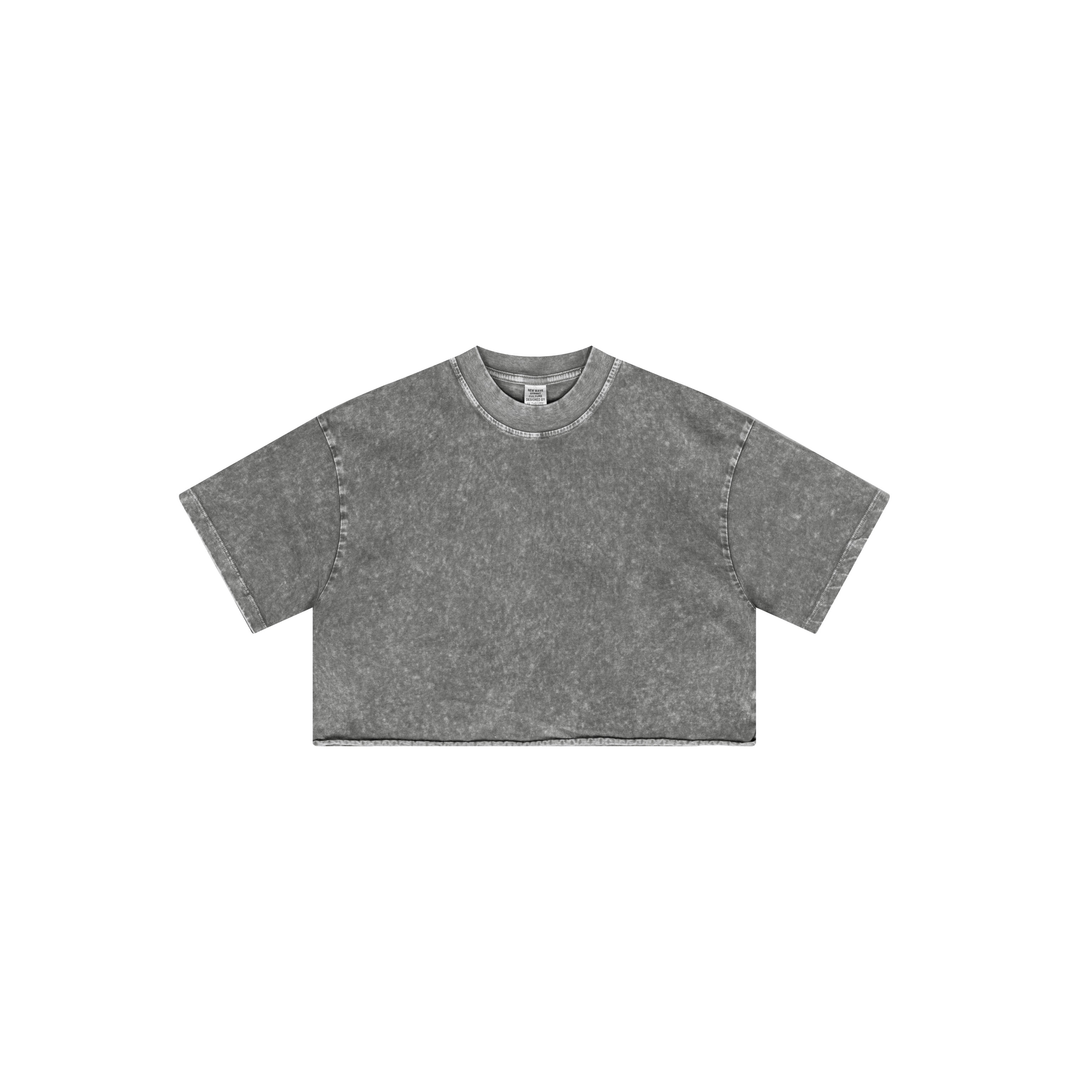 Frayed Edge Washed Baggy Crop Top-INNBLAC Fashion Apparel