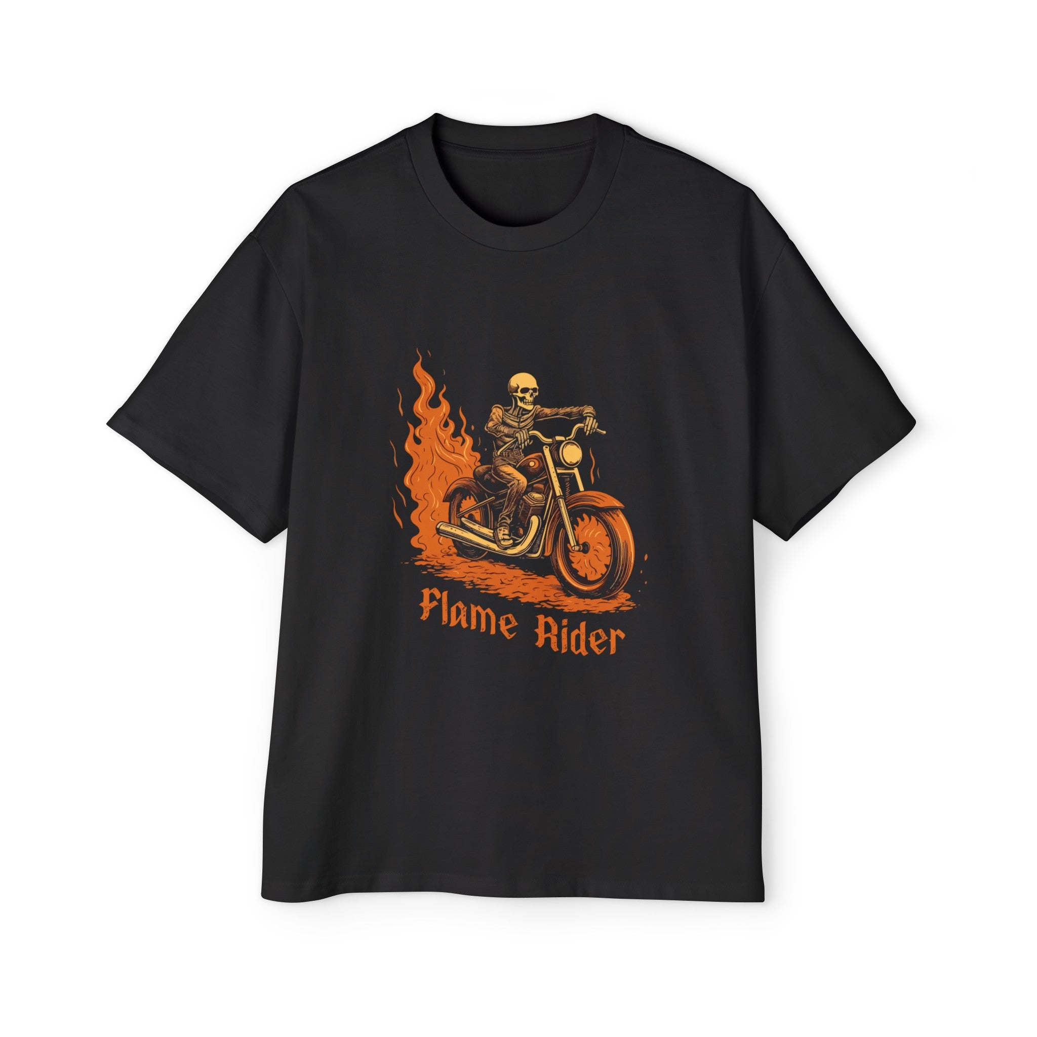 Skeleton Flame Rider Graphic Tee-INNBLAC Fashion Apparel