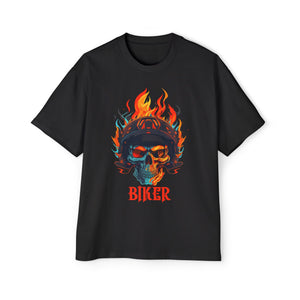 Skull Flame Biker Graphic Tee-INNBLAC Fashion Apparel