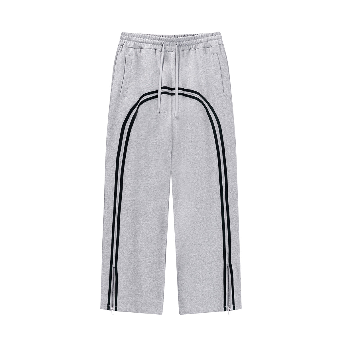 Contrast Arc Stripe Baggy Trousers-INNBLAC Fashion Apparel