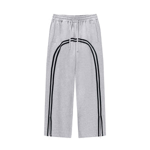 Contrast Arc Stripe Baggy Trousers-INNBLAC Fashion Apparel