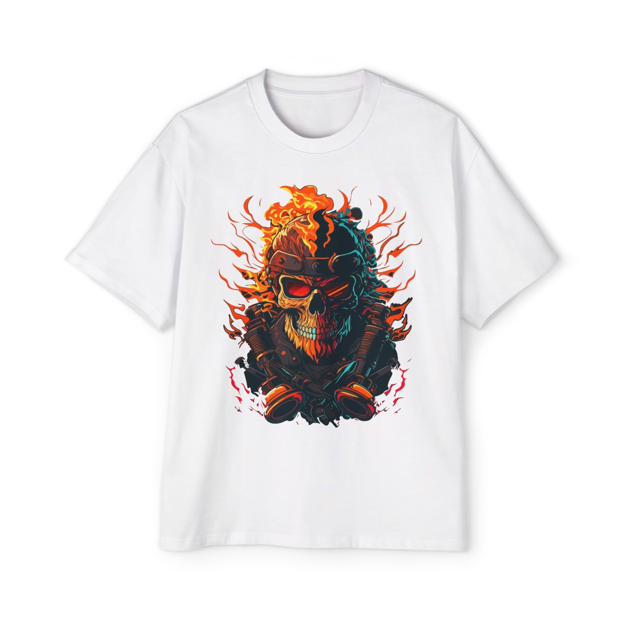 Skull Firefighter Extinguishing Fire Graphic Tee-INNBLAC Fashion Apparel