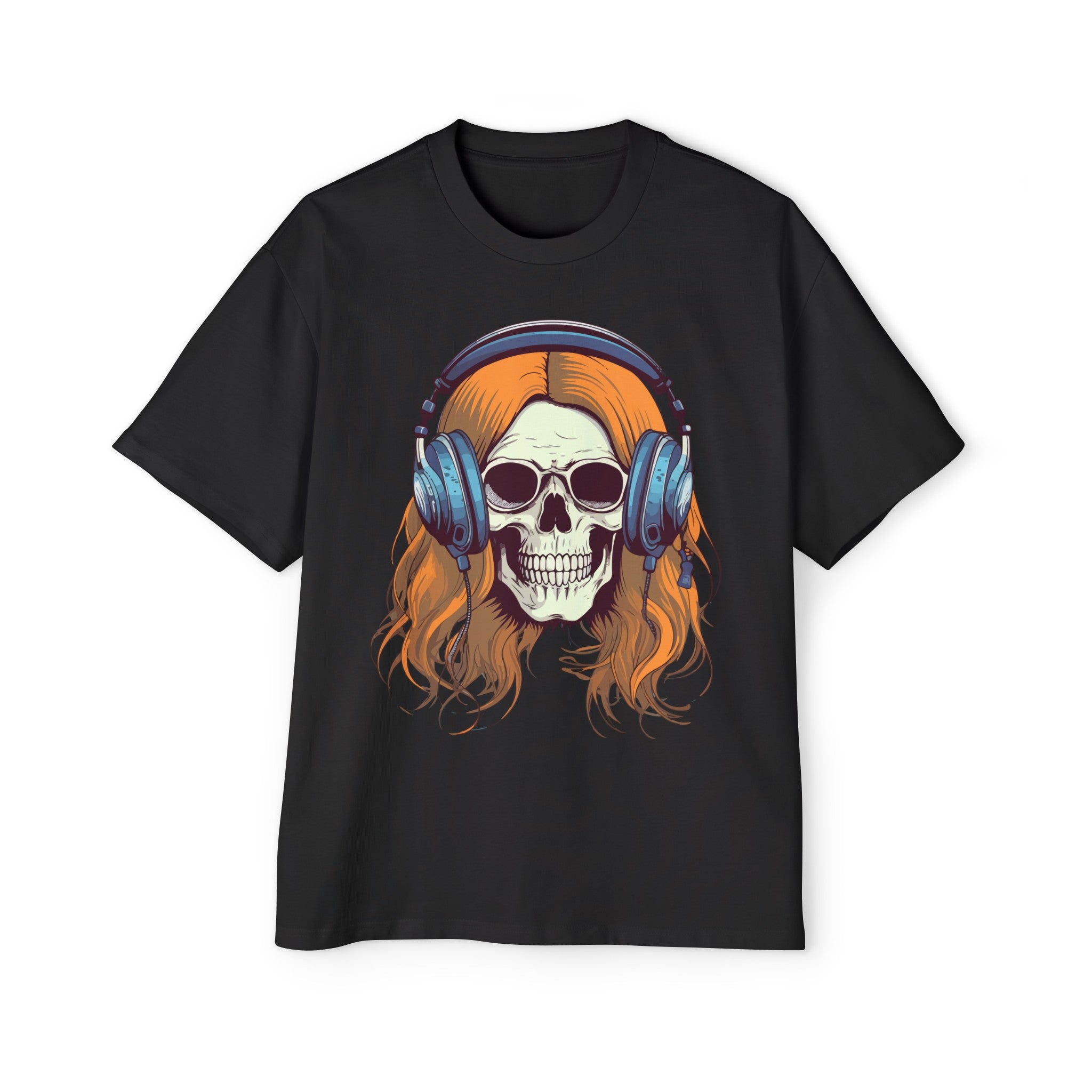 Skull With Headphones Graphic Tee-INNBLAC Fashion Apparel