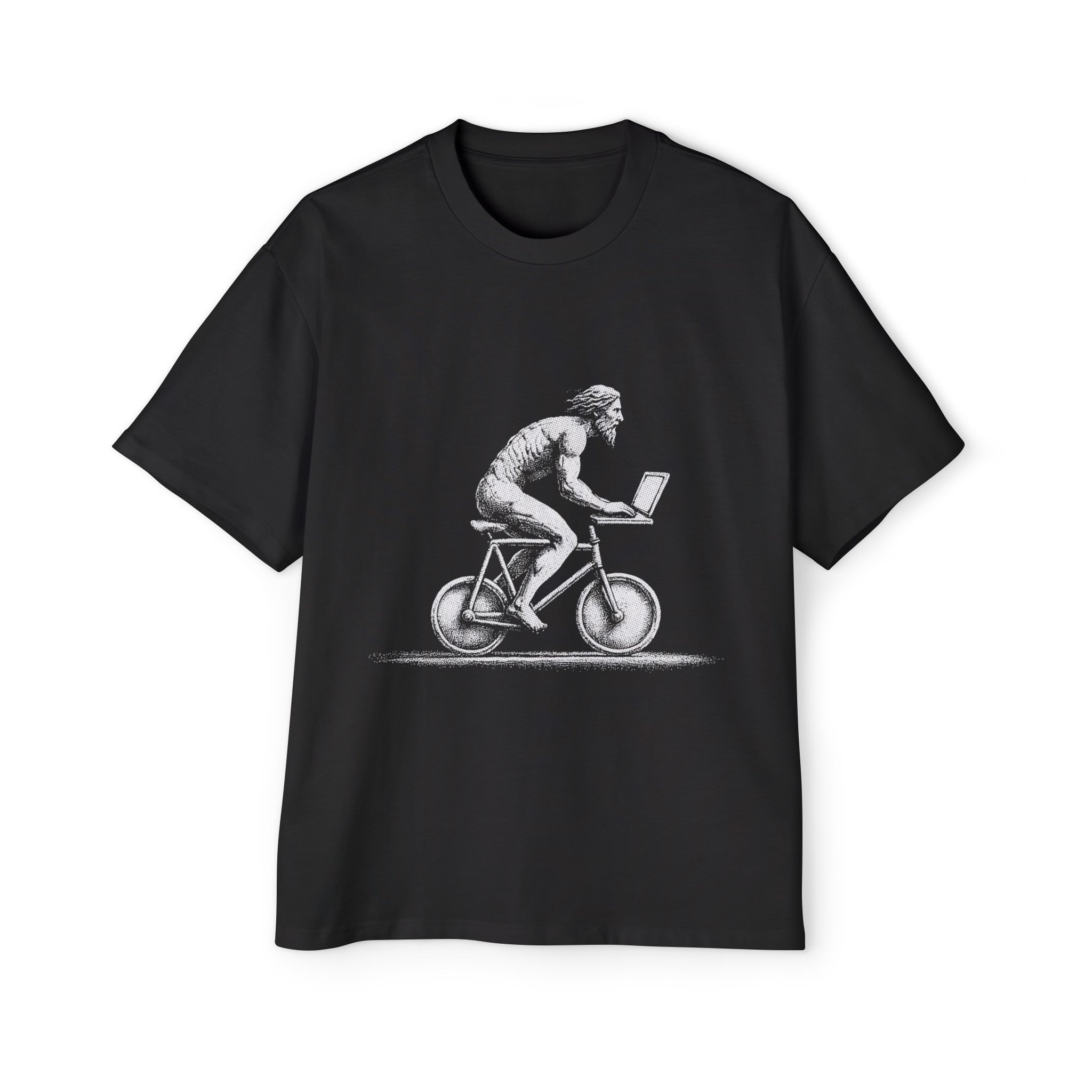 Ancient Human Riding Bicycle Graphic Tee-INNBLAC Fashion Apparel