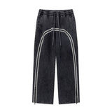 Contrast Arc Stripe Baggy Trousers-INNBLAC Fashion Apparel