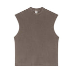 Sleeveless Raw Edge Reverse Tee 8oz