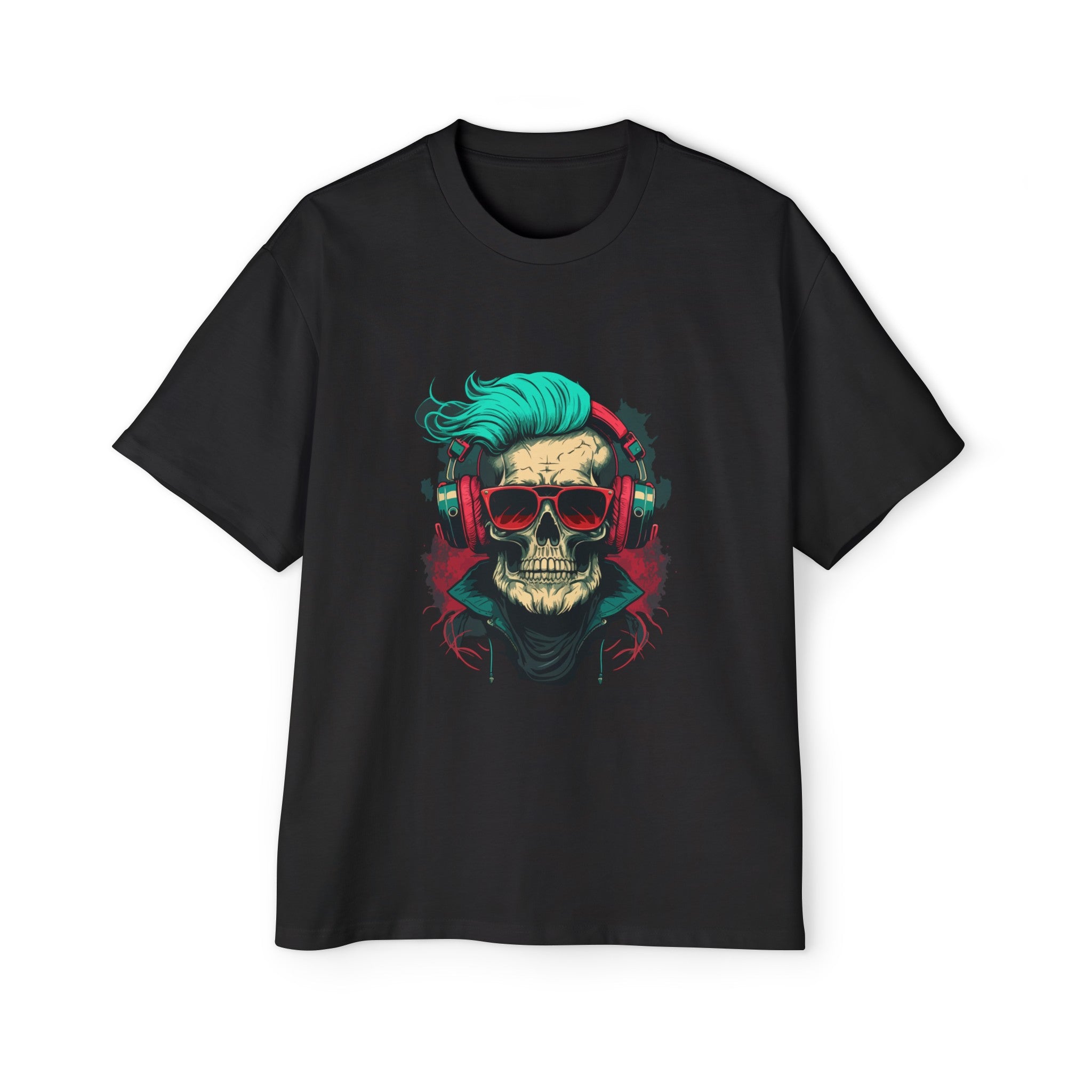 Skull With Headphones Vintage Graphic Tee-INNBLAC Fashion Apparel