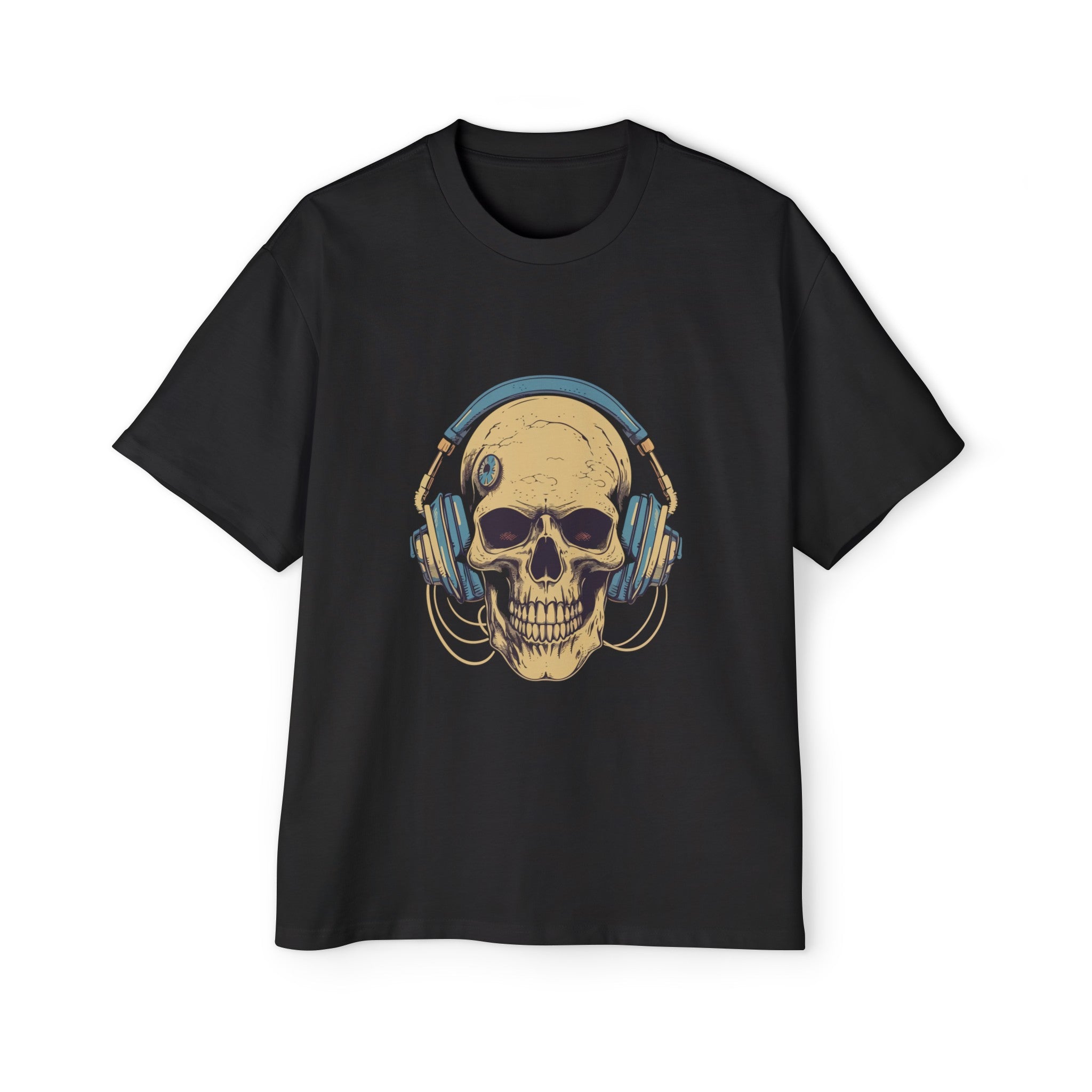 Skull With Headphones Graphic Tee-INNBLAC Fashion Apparel