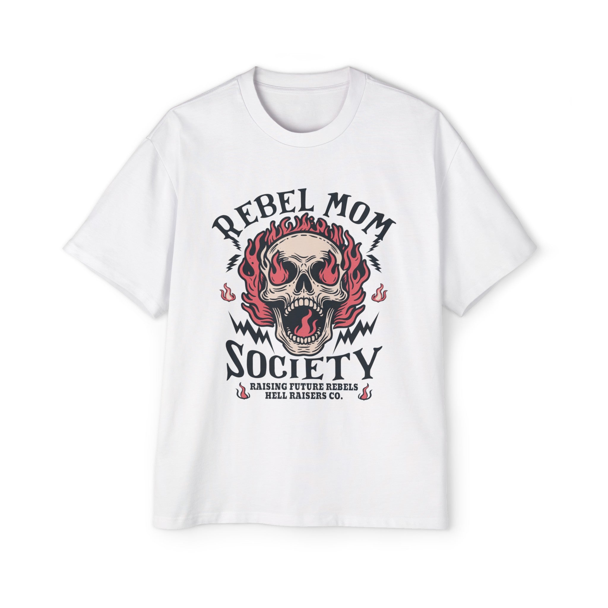 Rebel Mom Society Skull Graphic Tee-INNBLAC Fashion Apparel