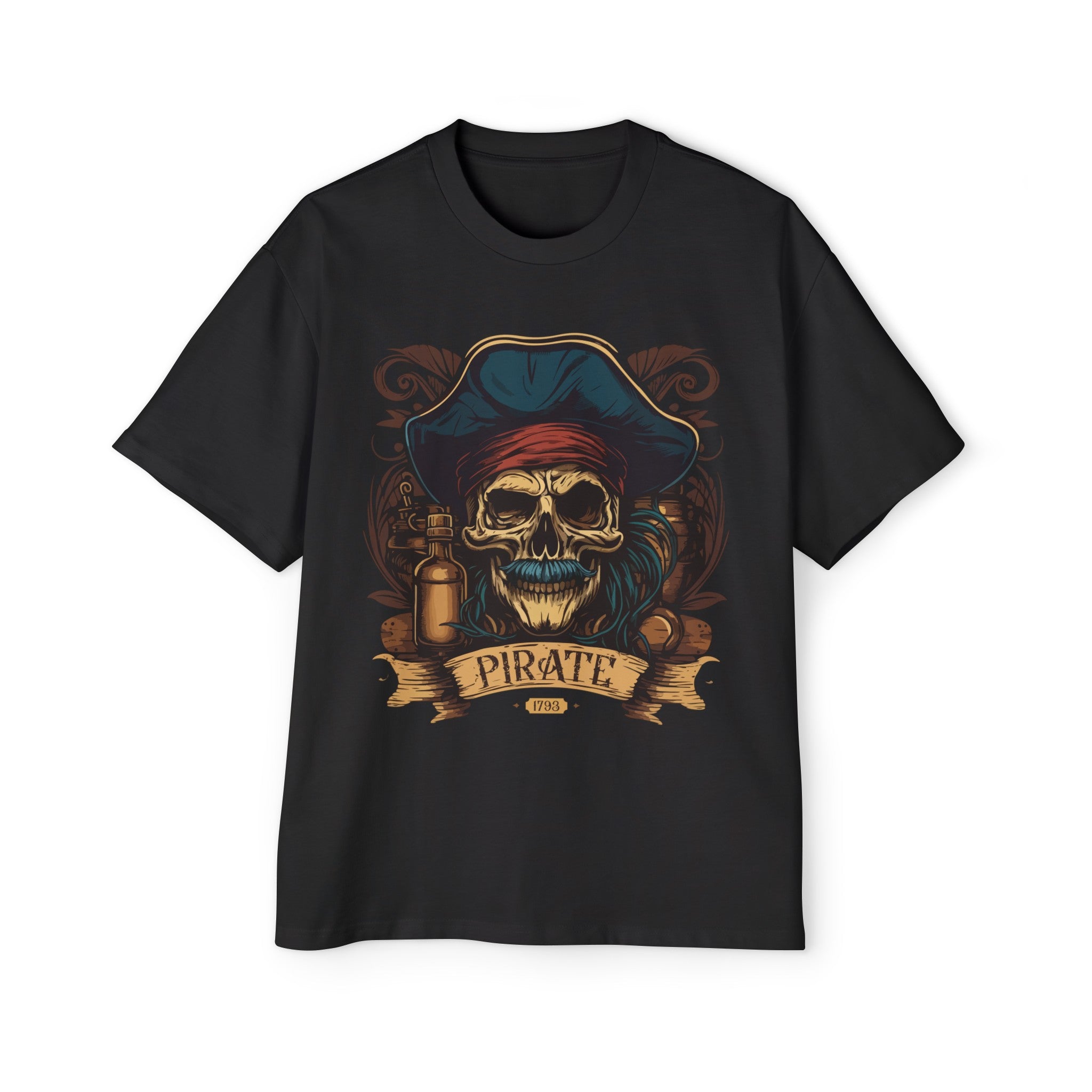 Skull Pirate Rum Graphic Tee-INNBLAC Fashion Apparel